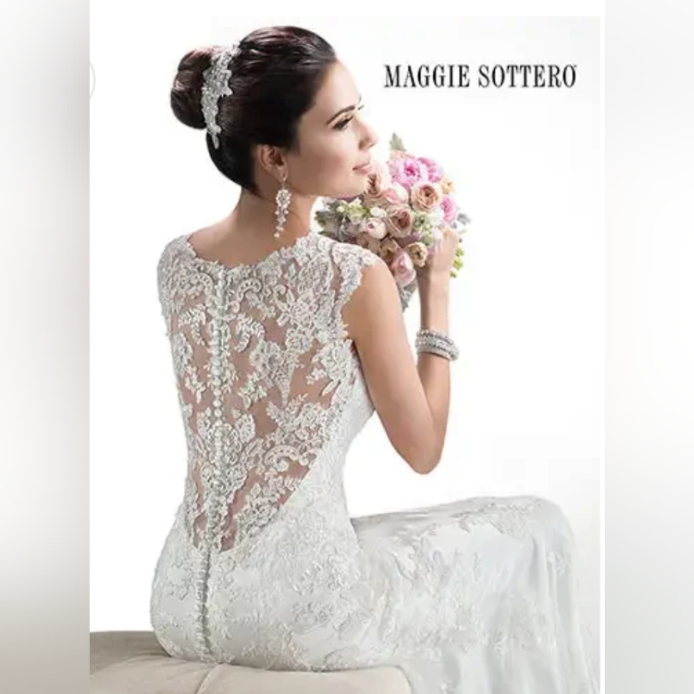 Maggie Sottero 'Melanie' Lace Bridal Gown NWT - Picture 4 of 13